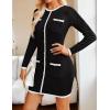 imageZESICA Fall Dresses for Women 2025 Long Sleeve Button Color Block Knit Bodycon Short Sweater Dresses with PocketsBlack