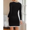 imageZESICA Fall Dresses for Women 2025 Long Sleeve Button Color Block Knit Bodycon Short Sweater Dresses with PocketsBlack