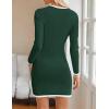 imageZESICA Fall Dresses for Women 2025 Long Sleeve Button Color Block Knit Bodycon Short Sweater Dresses with PocketsGreen