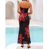 imageZESICA Womens 2025 Summer Bodycon Maxi Dress Sleeveless Halter Neck Floral Print Backless Wedding Guest Party Long DressesBlack