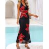 imageZESICA Womens 2025 Summer Bodycon Maxi Dress Sleeveless Halter Neck Floral Print Backless Wedding Guest Party Long DressesBlack
