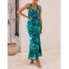 imageZESICA Womens 2025 Summer Bodycon Maxi Dress Sleeveless Halter Neck Floral Print Backless Wedding Guest Party Long DressesGreen