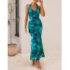 imageZESICA Womens 2025 Summer Bodycon Maxi Dress Sleeveless Halter Neck Floral Print Backless Wedding Guest Party Long DressesGreen