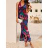 imageZESICA Womens 2025 Summer Bodycon Maxi Dress Sleeveless Halter Neck Floral Print Backless Wedding Guest Party Long DressesPurplered