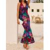 imageZESICA Womens 2025 Summer Bodycon Maxi Dress Sleeveless Halter Neck Floral Print Backless Wedding Guest Party Long DressesPurplered