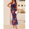 imageZESICA Womens 2025 Summer Bodycon Maxi Dress Sleeveless Halter Neck Floral Print Backless Wedding Guest Party Long DressesPurplered