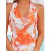 imageZESICA Womens 2025 Summer Bodycon Maxi Dress Sleeveless Halter Neck Floral Print Backless Wedding Guest Party Long DressesTangerine