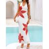 imageZESICA Womens 2025 Summer Bodycon Maxi Dress Sleeveless Halter Neck Floral Print Backless Wedding Guest Party Long DressesWhite