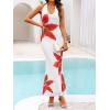 imageZESICA Womens 2025 Summer Bodycon Maxi Dress Sleeveless Halter Neck Floral Print Backless Wedding Guest Party Long DressesWhite