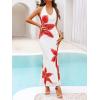 imageZESICA Womens 2025 Summer Bodycon Maxi Dress Sleeveless Halter Neck Floral Print Backless Wedding Guest Party Long DressesWhite