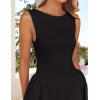 imageZESICA Womens 2025 Summer Sleeveless Cocktail Mini Dress Boat Neck Backless Swing A Line Wedding Club Party Short DressesBlack