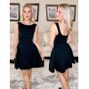 imageZESICA Womens 2025 Summer Sleeveless Cocktail Mini Dress Boat Neck Backless Swing A Line Wedding Club Party Short DressesBlack