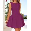 imageZESICA Womens 2025 Summer Sleeveless Cocktail Mini Dress Boat Neck Backless Swing A Line Wedding Club Party Short DressesEggplant