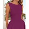 imageZESICA Womens 2025 Summer Sleeveless Cocktail Mini Dress Boat Neck Backless Swing A Line Wedding Club Party Short DressesEggplant
