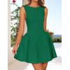 imageZESICA Womens 2025 Summer Sleeveless Cocktail Mini Dress Boat Neck Backless Swing A Line Wedding Club Party Short DressesGreen