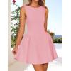 imageZESICA Womens 2025 Summer Sleeveless Cocktail Mini Dress Boat Neck Backless Swing A Line Wedding Club Party Short DressesPink