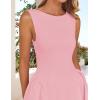 imageZESICA Womens 2025 Summer Sleeveless Cocktail Mini Dress Boat Neck Backless Swing A Line Wedding Club Party Short DressesPink