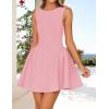 imageZESICA Womens 2025 Summer Sleeveless Cocktail Mini Dress Boat Neck Backless Swing A Line Wedding Club Party Short DressesPink