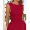 imageZESICA Womens 2025 Summer Sleeveless Cocktail Mini Dress Boat Neck Backless Swing A Line Wedding Club Party Short DressesRed