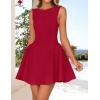 imageZESICA Womens 2025 Summer Sleeveless Cocktail Mini Dress Boat Neck Backless Swing A Line Wedding Club Party Short DressesRed