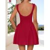 imageZESICA Womens 2025 Summer Sleeveless Cocktail Mini Dress Boat Neck Backless Swing A Line Wedding Club Party Short DressesRed