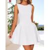 imageZESICA Womens 2025 Summer Sleeveless Cocktail Mini Dress Boat Neck Backless Swing A Line Wedding Club Party Short DressesWhite
