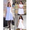 imageZESICA Womens 2025 Summer Sleeveless Cocktail Mini Dress Boat Neck Backless Swing A Line Wedding Club Party Short DressesWhite
