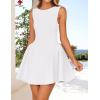 imageZESICA Womens 2025 Summer Sleeveless Cocktail Mini Dress Boat Neck Backless Swing A Line Wedding Club Party Short DressesWhite