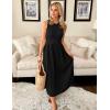 imageZESICA Womens 2025 Summer Sleeveless Midi Dresses Crewneck Knit Pleated A Line Swing Casual Basic Tank Long DressBlack