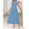 imageZESICA Womens 2025 Summer Sleeveless Midi Dresses Crewneck Knit Pleated A Line Swing Casual Basic Tank Long DressDusty Blue