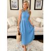 imageZESICA Womens 2025 Summer Sleeveless Midi Dresses Crewneck Knit Pleated A Line Swing Casual Basic Tank Long DressDusty Blue