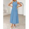 imageZESICA Womens 2025 Summer Sleeveless Midi Dresses Crewneck Knit Pleated A Line Swing Casual Basic Tank Long DressDusty Blue