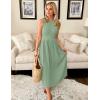 imageZESICA Womens 2025 Summer Sleeveless Midi Dresses Crewneck Knit Pleated A Line Swing Casual Basic Tank Long DressGreen