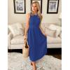 imageZESICA Womens 2025 Summer Sleeveless Midi Dresses Crewneck Knit Pleated A Line Swing Casual Basic Tank Long DressNavy