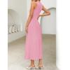 imageZESICA Womens 2025 Summer Sleeveless Midi Dresses Crewneck Knit Pleated A Line Swing Casual Basic Tank Long DressPink