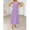 imageZESICA Womens 2025 Summer Sleeveless Midi Dresses Crewneck Knit Pleated A Line Swing Casual Basic Tank Long DressPurple