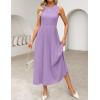 imageZESICA Womens 2025 Summer Sleeveless Midi Dresses Crewneck Knit Pleated A Line Swing Casual Basic Tank Long DressPurple