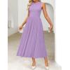 imageZESICA Womens 2025 Summer Sleeveless Midi Dresses Crewneck Knit Pleated A Line Swing Casual Basic Tank Long DressPurple