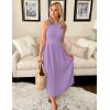 imageZESICA Womens 2025 Summer Sleeveless Midi Dresses Crewneck Knit Pleated A Line Swing Casual Basic Tank Long DressPurple