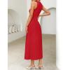 imageZESICA Womens 2025 Summer Sleeveless Midi Dresses Crewneck Knit Pleated A Line Swing Casual Basic Tank Long DressRed