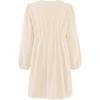 imageZESICA Womens Dress Fall Long Puff Sleeve Self Tie Front Babydoll A Line Pleated Cute Mini Tunic Dresses 2025Apricot