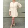 imageZESICA Womens Dress Fall Long Puff Sleeve Self Tie Front Babydoll A Line Pleated Cute Mini Tunic Dresses 2025Apricot
