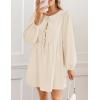 imageZESICA Womens Dress Fall Long Puff Sleeve Self Tie Front Babydoll A Line Pleated Cute Mini Tunic Dresses 2025Apricot