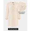 imageZESICA Womens Dress Fall Long Puff Sleeve Self Tie Front Babydoll A Line Pleated Cute Mini Tunic Dresses 2025Apricot