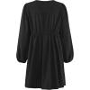 imageZESICA Womens Dress Fall Long Puff Sleeve Self Tie Front Babydoll A Line Pleated Cute Mini Tunic Dresses 2025Black