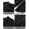 imageZESICA Womens Dress Fall Long Puff Sleeve Self Tie Front Babydoll A Line Pleated Cute Mini Tunic Dresses 2025Black