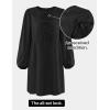 imageZESICA Womens Dress Fall Long Puff Sleeve Self Tie Front Babydoll A Line Pleated Cute Mini Tunic Dresses 2025Black