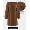 imageZESICA Womens Dress Fall Long Puff Sleeve Self Tie Front Babydoll A Line Pleated Cute Mini Tunic Dresses 2025Brown