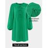 imageZESICA Womens Dress Fall Long Puff Sleeve Self Tie Front Babydoll A Line Pleated Cute Mini Tunic Dresses 2025Green