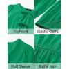 imageZESICA Womens Dress Fall Long Puff Sleeve Self Tie Front Babydoll A Line Pleated Cute Mini Tunic Dresses 2025Green